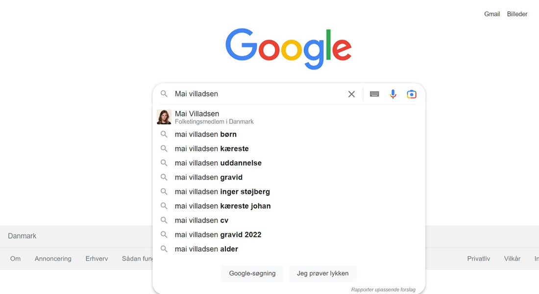 Maj Villadsen Google søgning